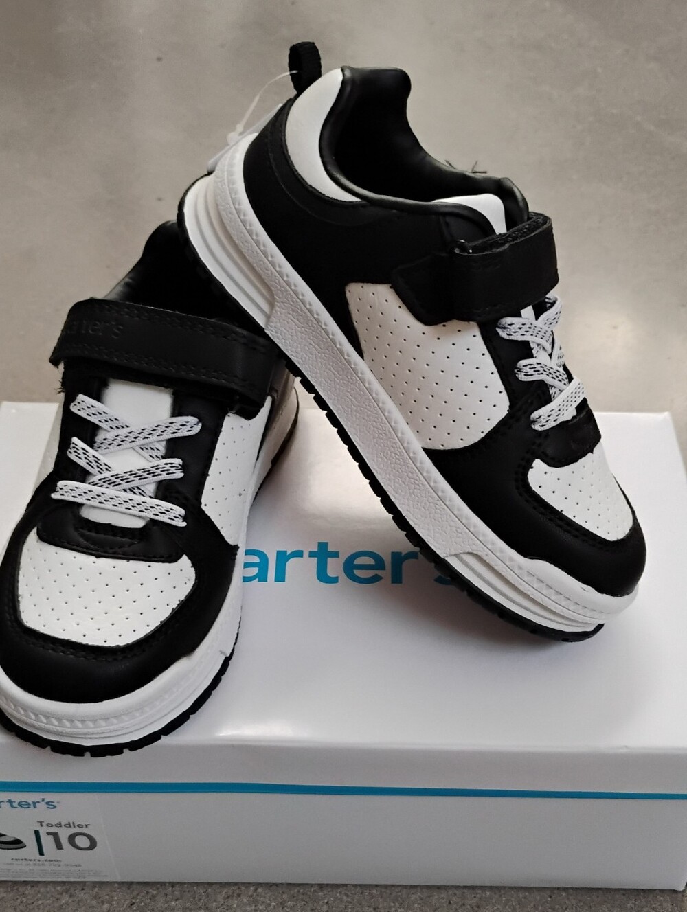 Carter's Black and White Kids Athletic Sneakers with Easy On & Off Velcro Strap